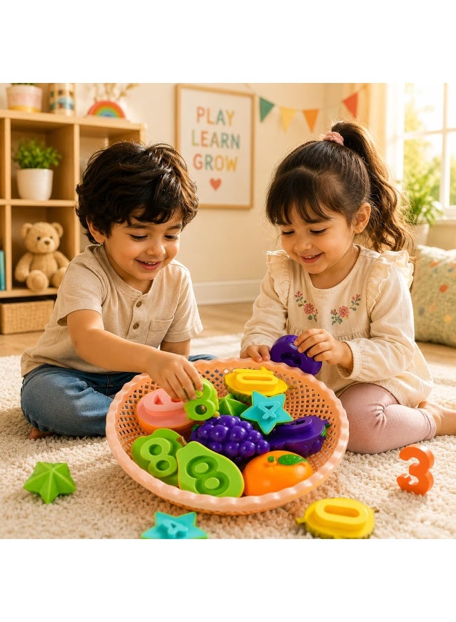 vGRASSP Fruits and Numbers Matching Educational Toy with Storage Basket – Montessori Learning Game for Kids – Number Recognition, Counting, Color & Fruit Identification – Preschool Educational Sorting & Matching Toy – Hand Eye Coordination & Fine Motor Skills Development – 22 x 22 x 4 cm - Image 5