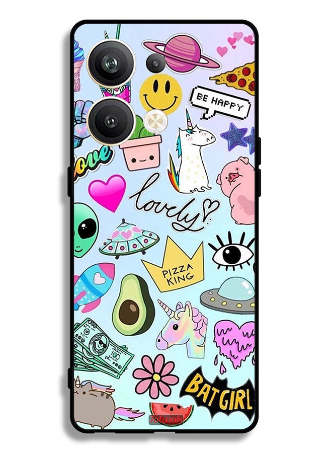 Tolwak Oppo Reno9 Pro Plus 5G Protective Case Cover Lovely Stickers - Image 2