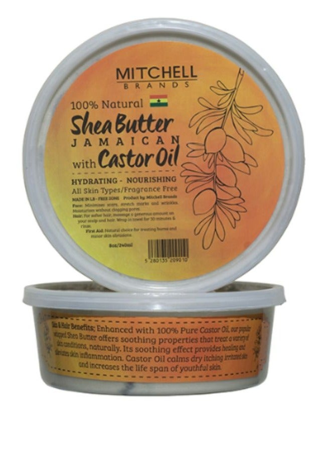 100% Natural Shea Butter Jar Enhanced with Jamaican Castor Oil 240 ML