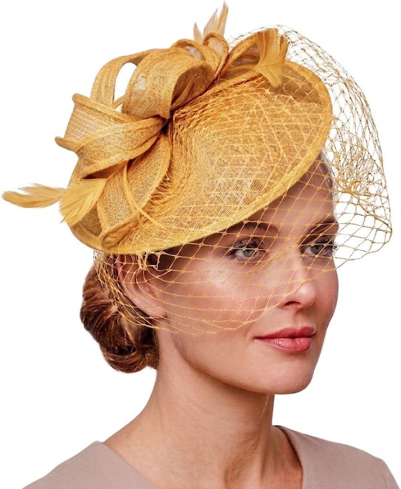 Saucer Sinamay Headband Fascinator Wedding Ascot Hat Hatinator Birdcage Veil