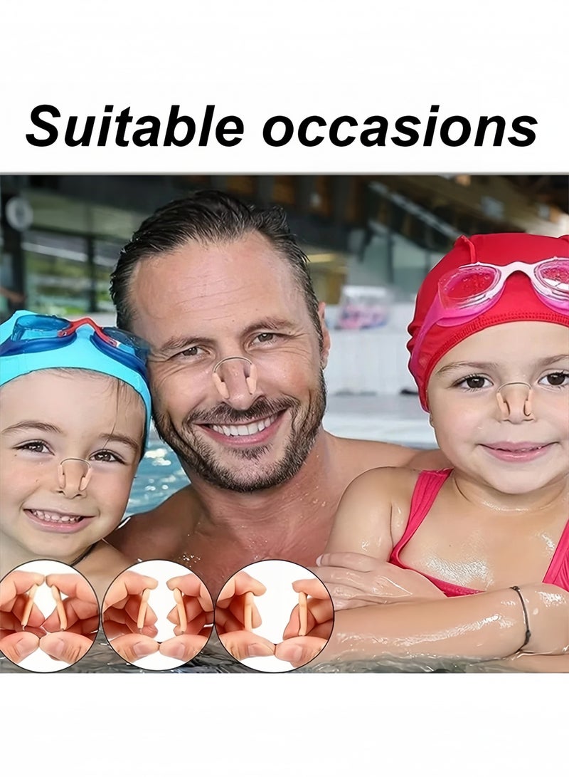 قِيرّا 6 قطع من سدادات أنف السيليكون للسباحة ، واقي أنف مقاوم للماء للتدريب للبالغين والأطفال في مسابقة السباحة - Image 3