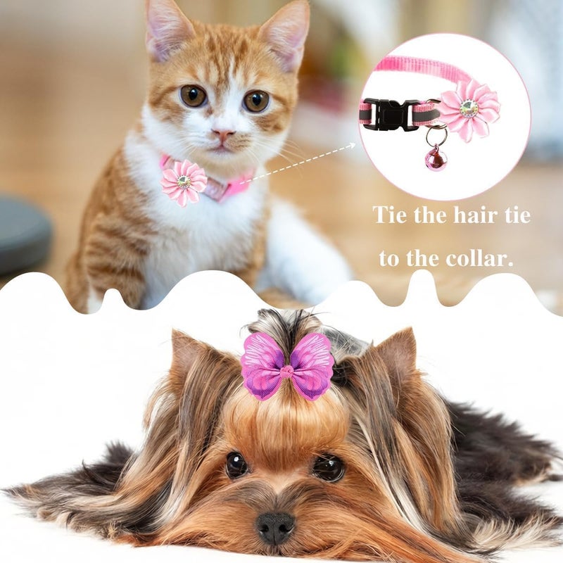 Pet Hair Bows, Bowknot Hair Clips, Floral Pet Headwear, Decorative Hair Barrettes, Puppy Grooming Accessories, Pet Apparel Decor for Small Dogs Cats, Pink Series, 12 Assorted Designs, 24 Pcs - Image 2
