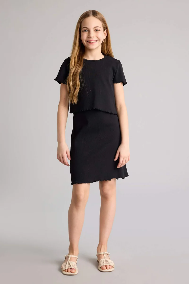 ديفاكتو Girl Ribbed Camisole 2 Piece Dress