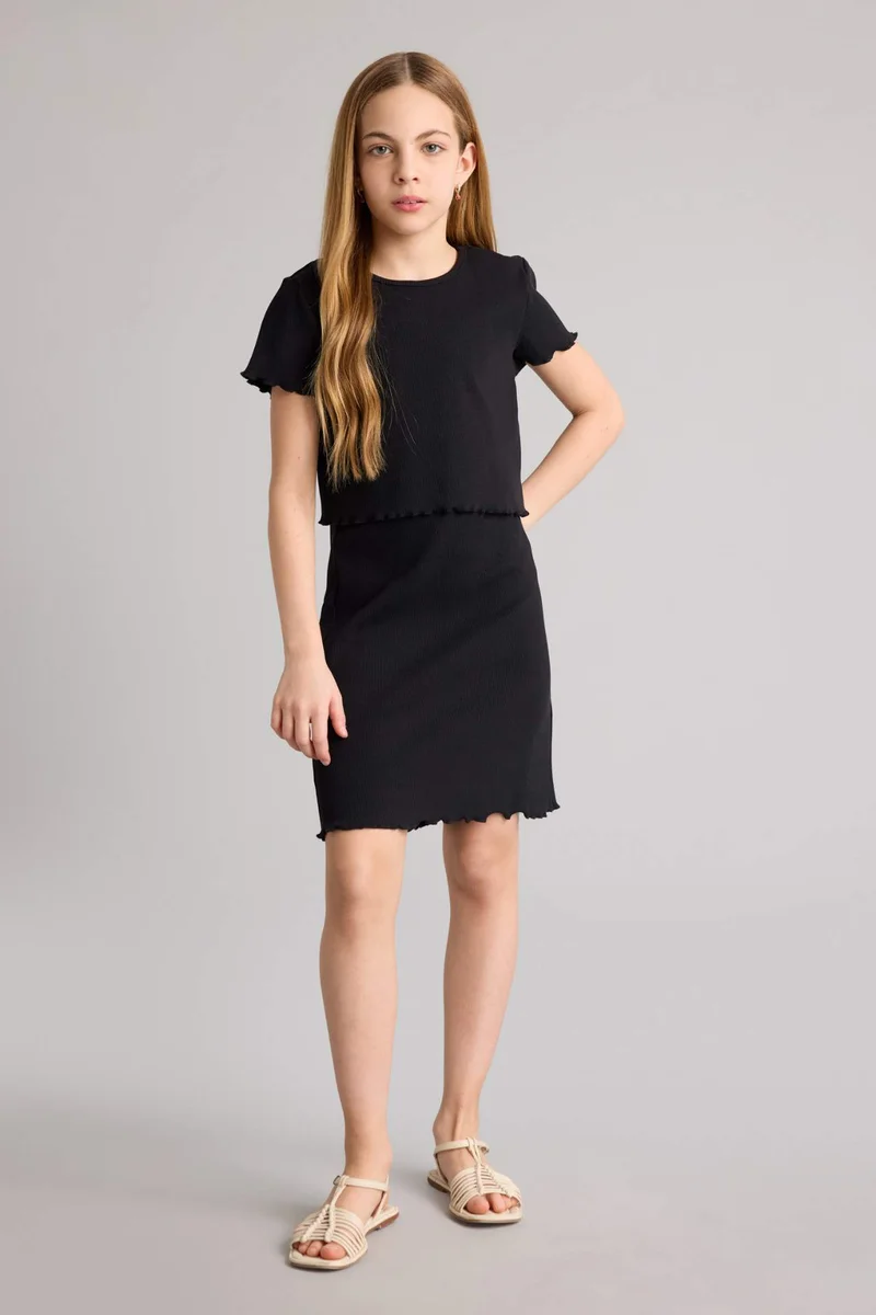 ديفاكتو Girl Ribbed Camisole 2 Piece Dress