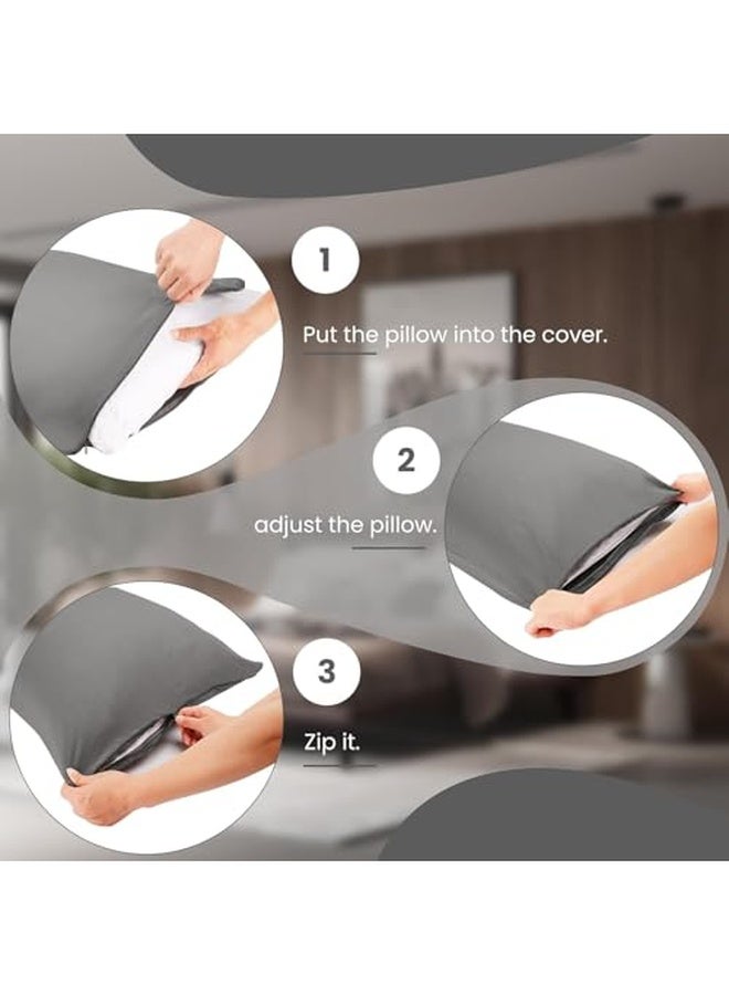 سيجنولا أغطية وسائد Signoola Basics خفيفة الوزن فائقة النعومة وسهلة العناية بسحاب من الألياف الدقيقة، عبوة من 1 قطعه، لون أزرق داكن، 50 × 170 سم، الوسائد غير متضمنة.  - Image 5