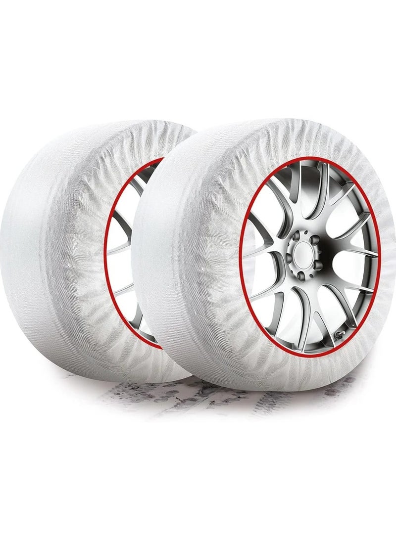Auto Snow Socks for Tires, Emergency Snow Traction for Vehicles Safe Travel on Ice, Frost, Snow, Extra Durable Snow Chains Equivalent Tire Chain Alternative Tire Socks Active Series IN WHITE(SIZE XL) - Image 1