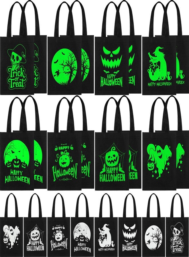 SilTriangle 24 Pack Luminous Halloween Non Woven Tote Bags, 7.9 x 9.8 in Light up Trick or Treat Goodies Bags, Reusable Halloween Candy Gift Tote with Handles for Party Favor Supplies(Classic Style) - Image 1