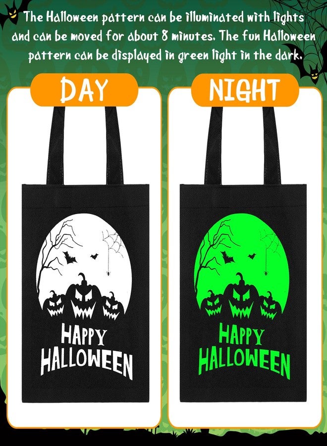 SilTriangle 24 Pack Luminous Halloween Non Woven Tote Bags, 7.9 x 9.8 in Light up Trick or Treat Goodies Bags, Reusable Halloween Candy Gift Tote with Handles for Party Favor Supplies(Classic Style) - Image 3