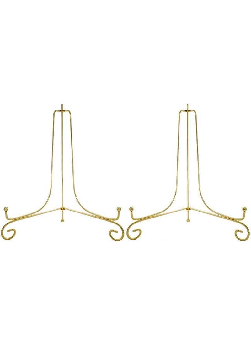 Prescent Prescent 10 inch Foldable Gold Metal Frame Plate Holder Easel Stand for Picture Frame Decorative Plates Photo Book Collectibles Pack of 2 10 inch  - Image 1