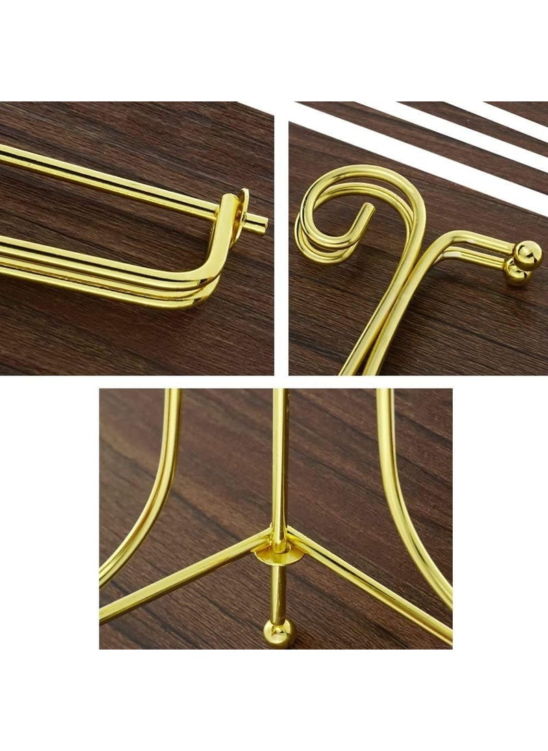Prescent Prescent 10 inch Foldable Gold Metal Frame Plate Holder Easel Stand for Picture Frame Decorative Plates Photo Book Collectibles Pack of 2 10 inch  - Image 3