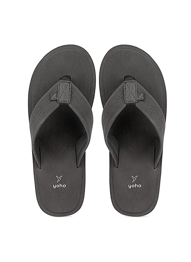 YOHO YOHO Men Dark Grey Soft Slippers | Comfortable & Stylish Flip Flop Slippers For Men In Exciting Colors | Daily Use| Lightweight | Anti Skid Chappal | Monsoon Grey UK11  - Image 1
