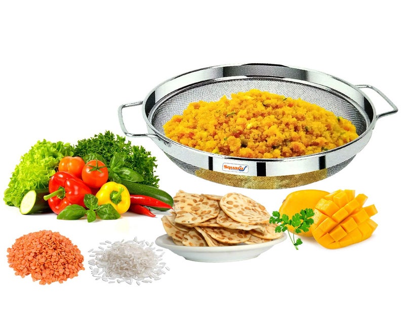 SQUARO High Grade 304 Stainless Steel Wire Mesh Puran Jali Strainer Juice Soup Filter Multi Purpose Kitchen Accessories for Home Puran Jali No 9 Diameter 235 - Image 1