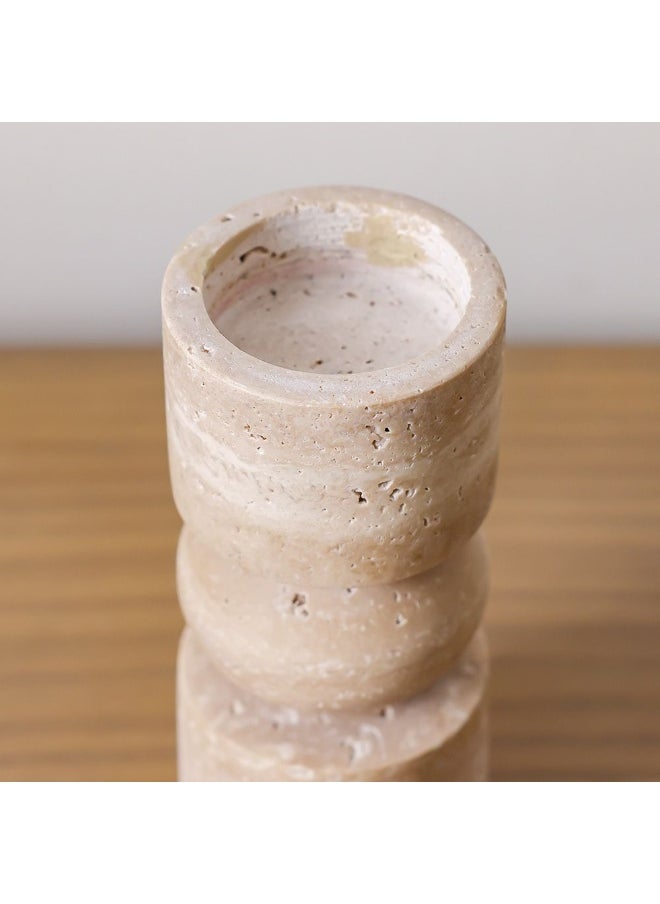DANUBE HOME Danube Home Norwich Pillar Candle Holder - 7.8X7.8X20.2Cm Peach Travertine Elegant Home Decor Accessory For Candles Perfect For Special Occasions & Everyday Use Unique Artisanal Design  - Image 3
