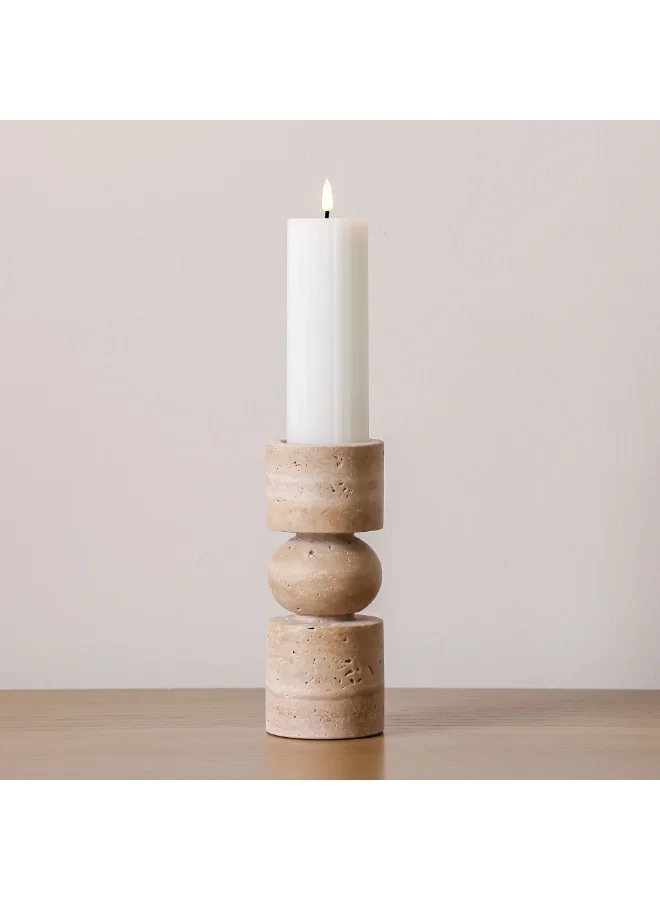 DANUBE HOME Danube Home Norwich Pillar Candle Holder - 7.8X7.8X20.2Cm Peach Travertine Elegant Home Decor Accessory For Candles Perfect For Special Occasions & Everyday Use Unique Artisanal Design