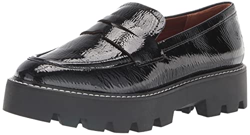 Franco Sarto فرانكو سارتو حذاء لوفر نسائي بالين مع نعل سميك، جلد أسود متجعد، 8 م - Image 1