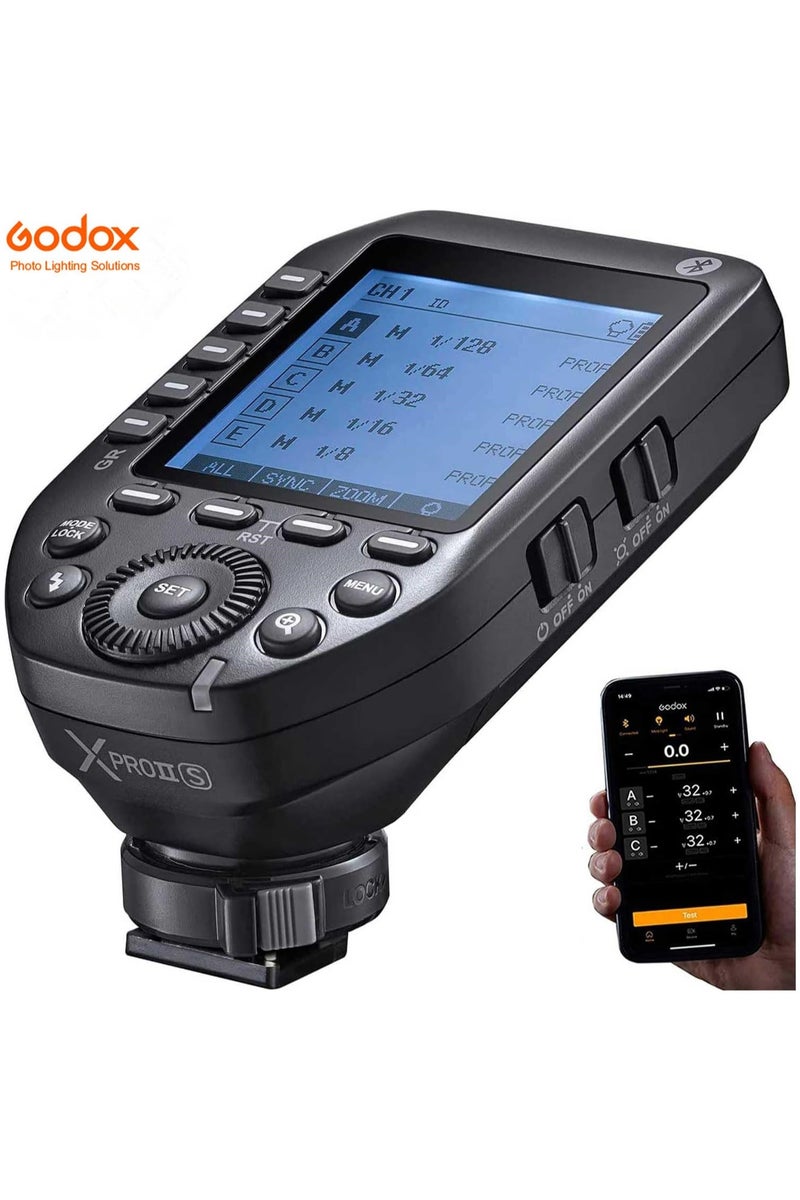 Godox XProII-S Wireless Flash Trigger for Sony Cameras, 2.4G TTL Wireless Flash Transmitter HSS 1/8000S, TCM Transform Function, Bluetooth Connection, New Hotshoe Locking, Large LCD Display - Image 1