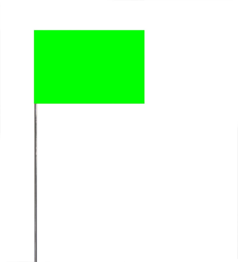 Swanson Tool Co. , Inc Swanson FLG30100 2-Inch by 3-Inch Marking Flags with 30-Inch Wire Staffs, Lime 100 Pack - Image 1