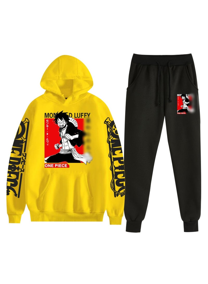 KUYING New One Piece Casual Loose Hooded Sweatshirt And Pants Set  - Image 1