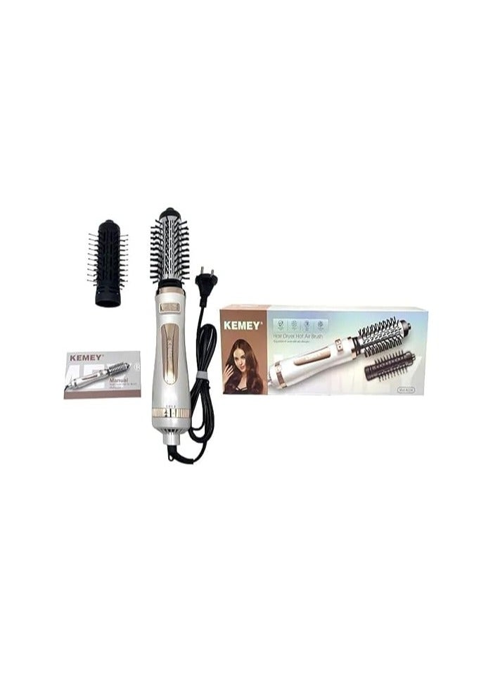 كيمي Kemei 2 in 1 Electric Hair Straightener Brush Professional Hot Air Hair Straightener Brush for Curling Hair Dryer Negative Ion Volumizer 8024 - Image 1