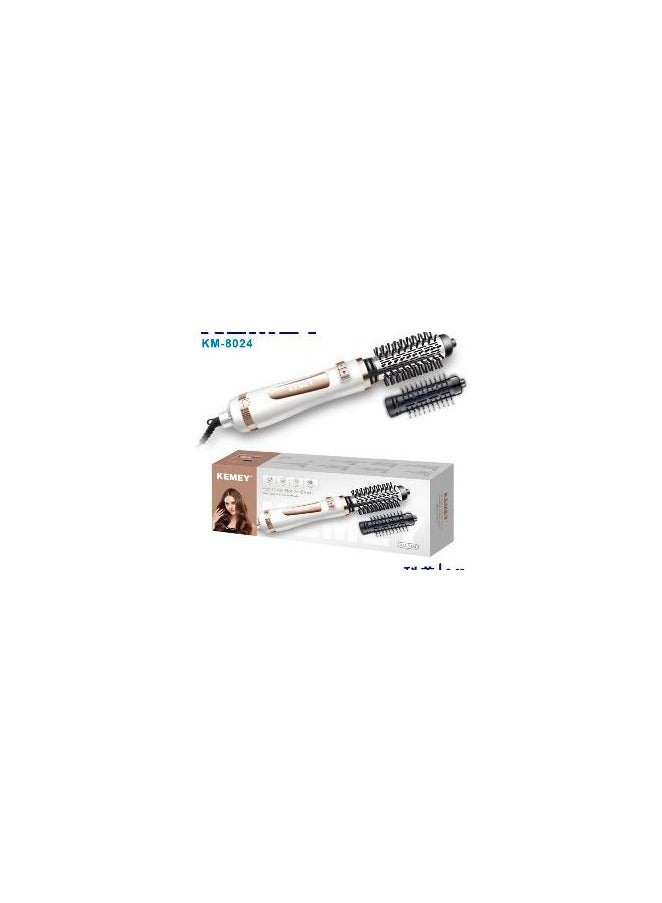 كيمي Kemei 2 in 1 Electric Hair Straightener Brush Professional Hot Air Hair Straightener Brush for Curling Hair Dryer Negative Ion Volumizer 8024 - Image 2