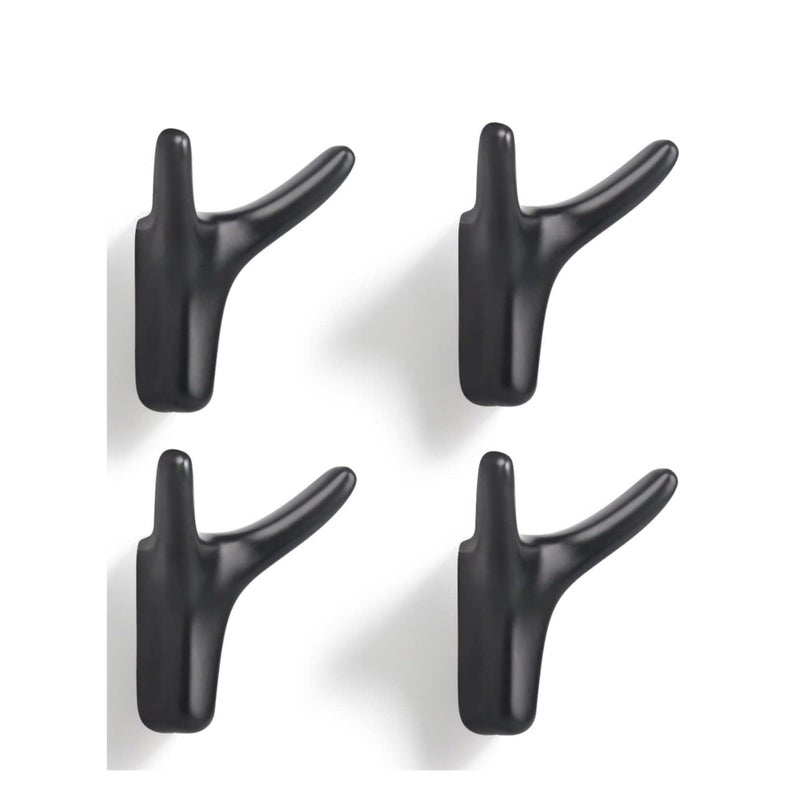 SOLARAE Hooks for Clothes Towel Hooks Coat Hook Cow Head Wall Hooks for Heavy Duty Door Hanger Towel Robe Clothes Cabinet Closet Sponges Hook for Bathroom Bedroom Kitchen Hotel Pool (4 Packs Matte Black) - Image 1