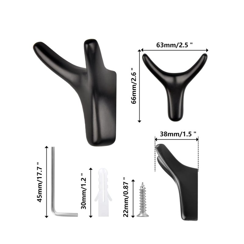 SOLARAE Hooks for Clothes Towel Hooks Coat Hook Cow Head Wall Hooks for Heavy Duty Door Hanger Towel Robe Clothes Cabinet Closet Sponges Hook for Bathroom Bedroom Kitchen Hotel Pool (4 Packs Matte Black) - Image 2