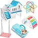 Skylety 5 Pcs Hamster Toys Include Wooden Accessories Hamster House Guinea Pig Hideout Rainbow Bridge Seesaw Swing Exercise Circle Cage Toy for Small Animals63 x 393 x 55 InchBlue - Image 3