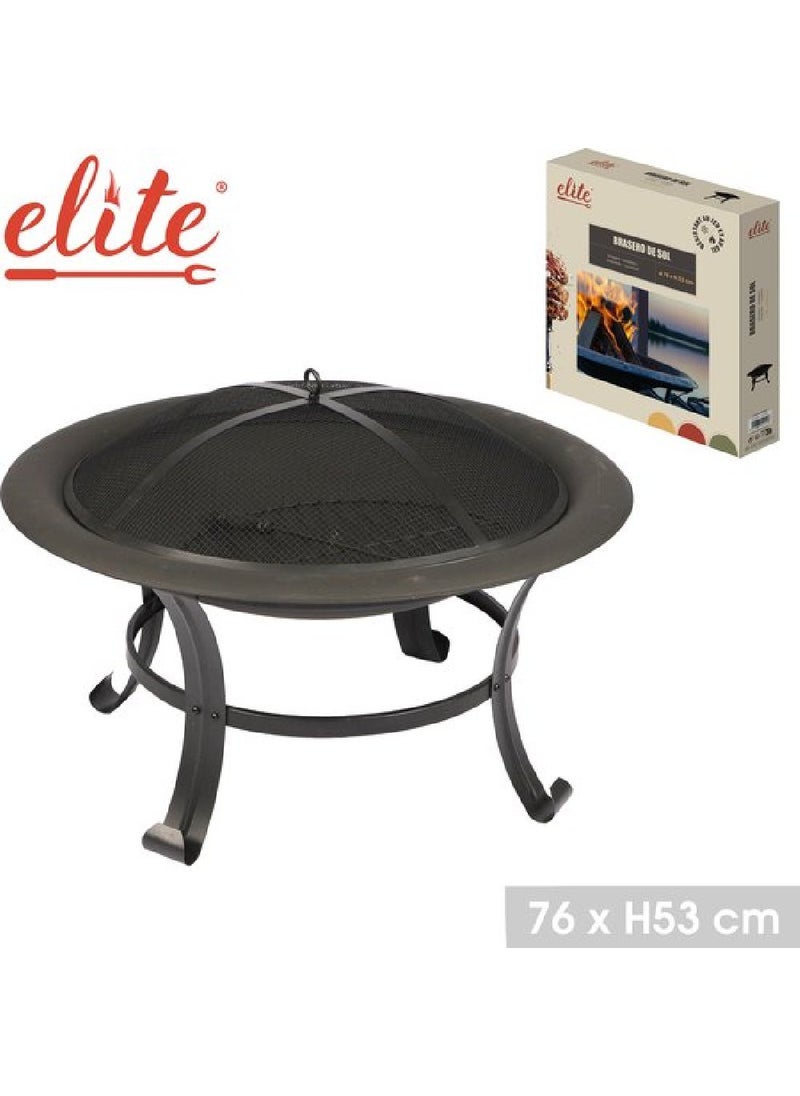 Elite Elite Fire Pit with Lid & Poker – 76 cm Diameter x 53 cm Height, Durable Outdoor Fire Pit for Heating & Ambiance, Includes Safety Lid & Poker Tool 