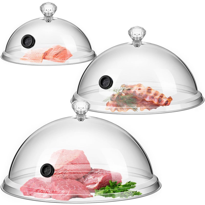 Baderke 3 Pcs Smoking Cloche Dome Cover 6 8 10 Inch Transparent Cocktail Smoker Clear Dome for Gun Smoke Infuser Acrylic Cocktail Lid Accessory for Smoker Infusion Food Drink Plates Bowls and Glass - Image 2