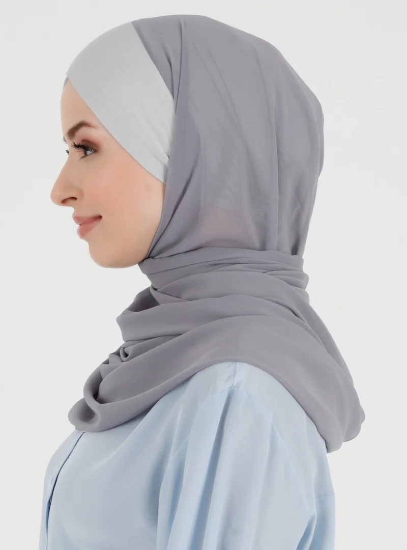 Ecardin Boned Cross Chiffon Shawl - Dark Grey -