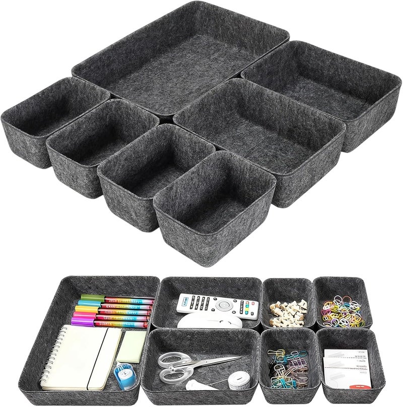 Dingfeng 7 Piece Felt Drawer Organizer for Office Kitchen Bathroom Storage Compartment for Clothes Cosmetics Accessories Drawer Organizer Desk and Dressing Table - Image 1