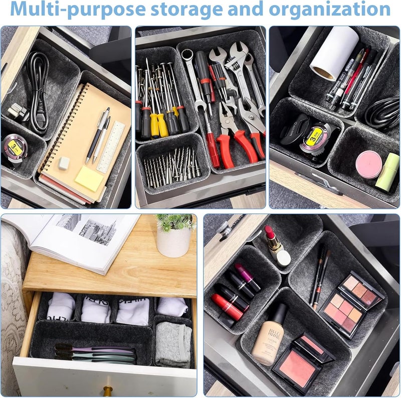 Dingfeng 7 Piece Felt Drawer Organizer for Office Kitchen Bathroom Storage Compartment for Clothes Cosmetics Accessories Drawer Organizer Desk and Dressing Table - Image 5