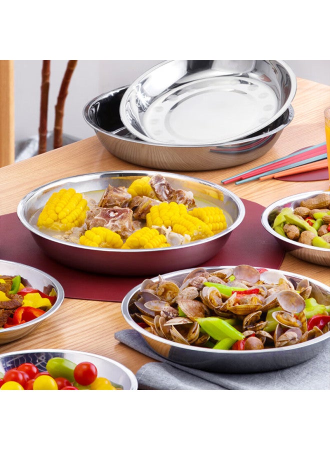 Chahua Premium Stainless Steel Plate, Thickened Round Dish, Household Serving Plate, Barbecue Plate, Small Shallow Plate For Home Use, 26 CM - Image 5