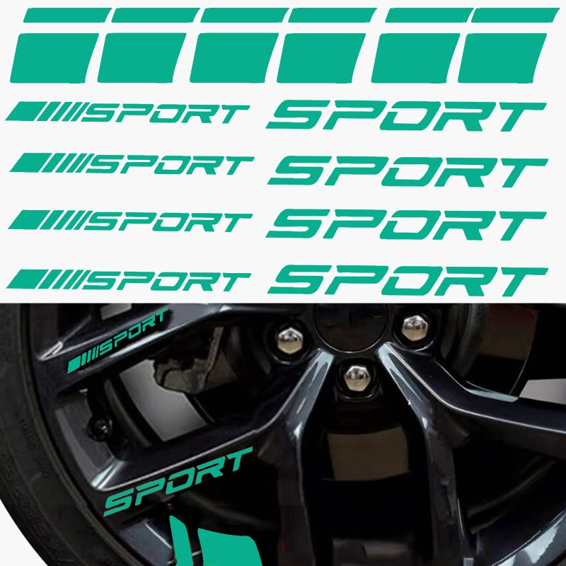 Pincuttee 14pcs Car Decal StickersWheel Rim Decal StickerSport Logo Reflective StickersSport Emblem Car Rear Bumper StickerRear Mirror Decals for All VehiclesGreen14PCS - Image 3