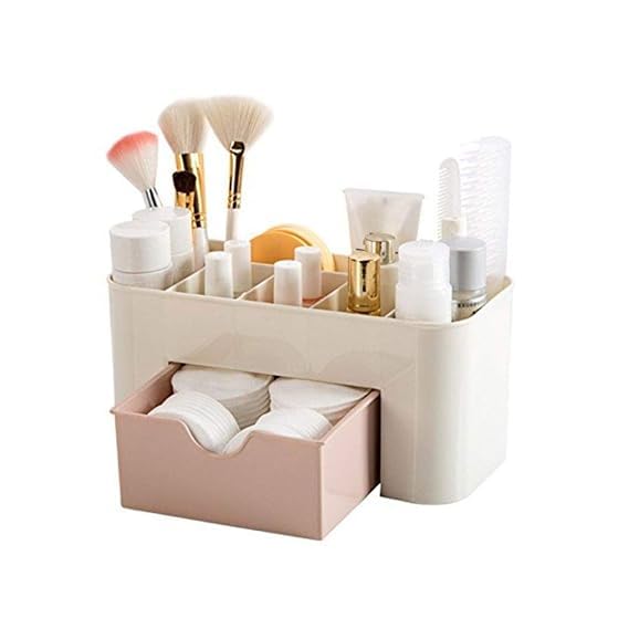 SHOPECOM Makeup Organizer Multipurpose Bathroom Cosmetic Storage Box Multi Functional Desk Tidy Organiser Holder with Drawer Toiletry Makeup Organizer multicolour(1pc) - Image 2