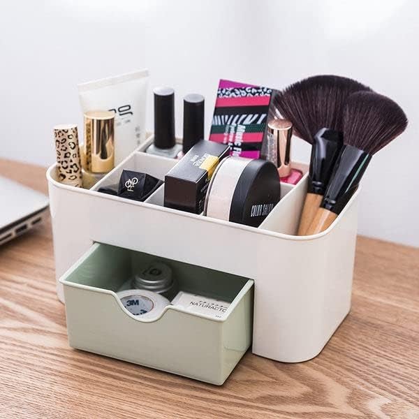 SHOPECOM Makeup Organizer Multipurpose Bathroom Cosmetic Storage Box Multi Functional Desk Tidy Organiser Holder with Drawer Toiletry Makeup Organizer multicolour(1pc) - Image 1