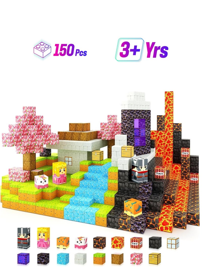 150 PCS Magnetic Building Blocks, STEM Magnetic Tiles Building Set, Creative Educational Toys, Sensory & Outdoor Toys for Kids Aged 3+ Years Old  - Image 1