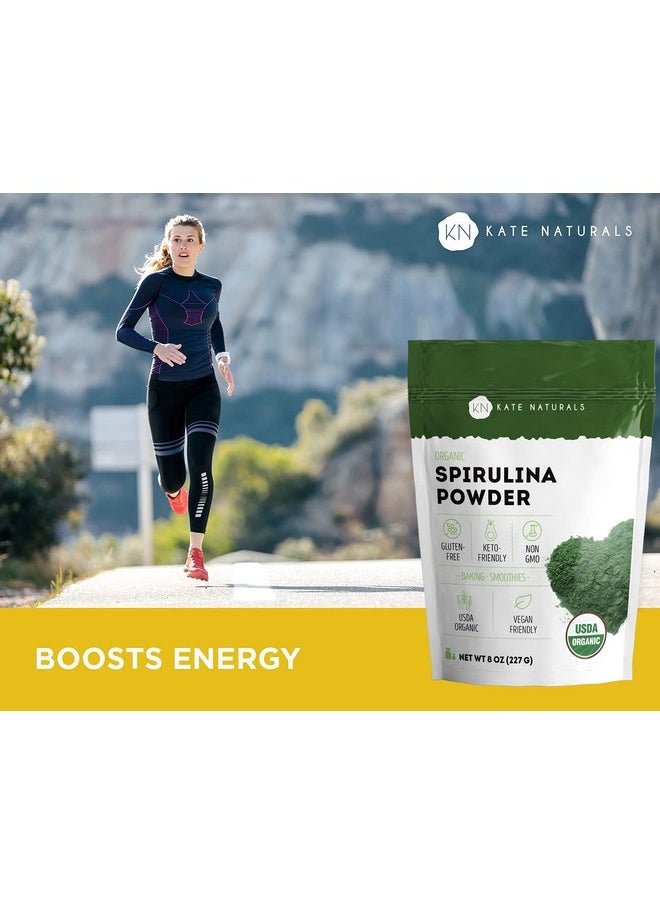Kate Naturals - Organic Spirulina Powder (8 Oz) For Immune Support And Antioxidants Usda Certified. Natural. Nongmo. Glutenfree. Nutrient Dense Superfood Supplement - Image 1