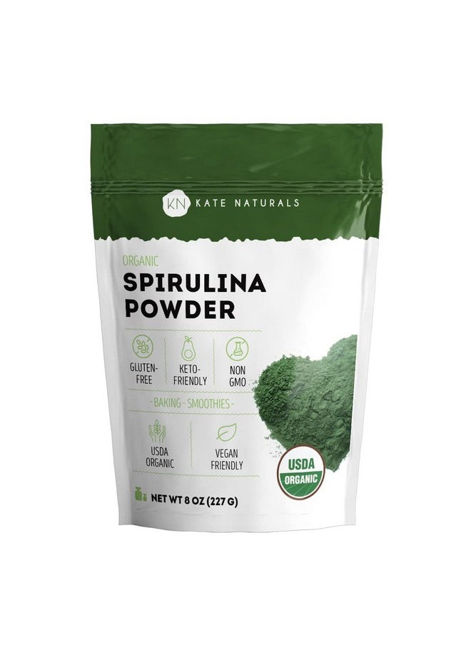 Kate Naturals - Organic Spirulina Powder (8 Oz) For Immune Support And Antioxidants Usda Certified. Natural. Nongmo. Glutenfree. Nutrient Dense Superfood Supplement - Image 1