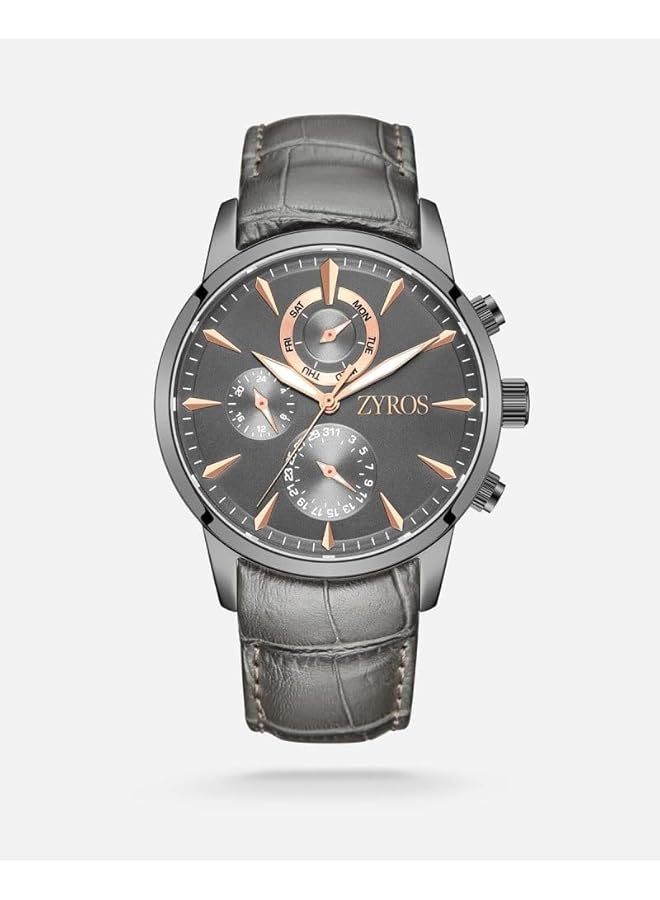 زايروس ساعة رجالية بسوار جلدي - Image 2