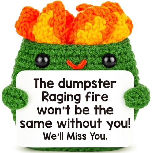 Jettryran Positive Crochet Dumpster Emotional Fire Thank You Birthday Retirement Bosses Day Gifts for Women Men Christmas Chaos Coordinator Staff Office Gag Boss Lady Gifts Going Away Farewell for Coworkers - Image 1