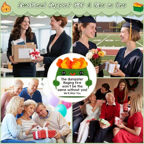 Jettryran Positive Crochet Dumpster Emotional Fire Thank You Birthday Retirement Bosses Day Gifts for Women Men Christmas Chaos Coordinator Staff Office Gag Boss Lady Gifts Going Away Farewell for Coworkers - Image 3