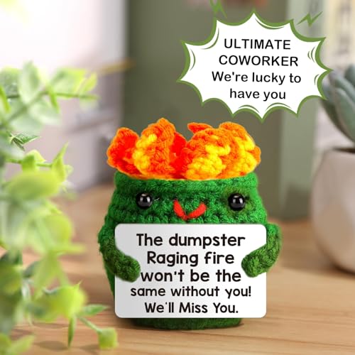 Jettryran Positive Crochet Dumpster Emotional Fire Thank You Birthday Retirement Bosses Day Gifts for Women Men Christmas Chaos Coordinator Staff Office Gag Boss Lady Gifts Going Away Farewell for Coworkers - Image 4
