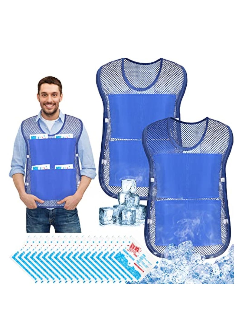 Generic Cooling Vest with Ice Packs for Outdoor Activities and Sports in the Heat, Blue Summer Jacket with Pockets, Safety Gear for Working, Running, Cycling, Fishing, Gardening.  - Image 1