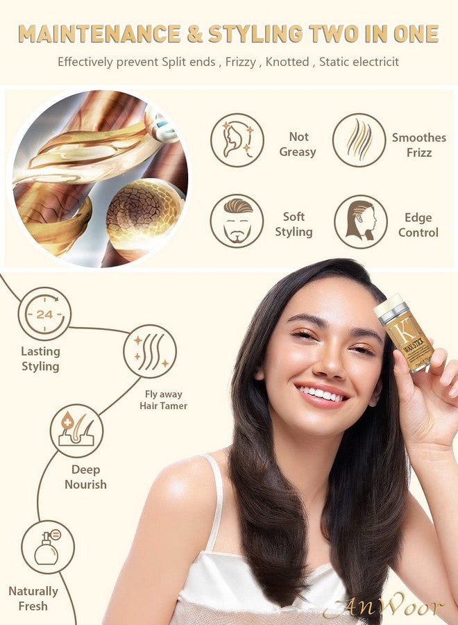 AnWoor Hair Wax Stick for Flyaways - Hair Bun Maker and Smoothing Pomade for Kids, Women and Girls - 1 PCS - Image 2