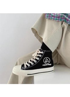 Touz Moda Rock Series - Linkin Park Printed Black Canvas Shoes
