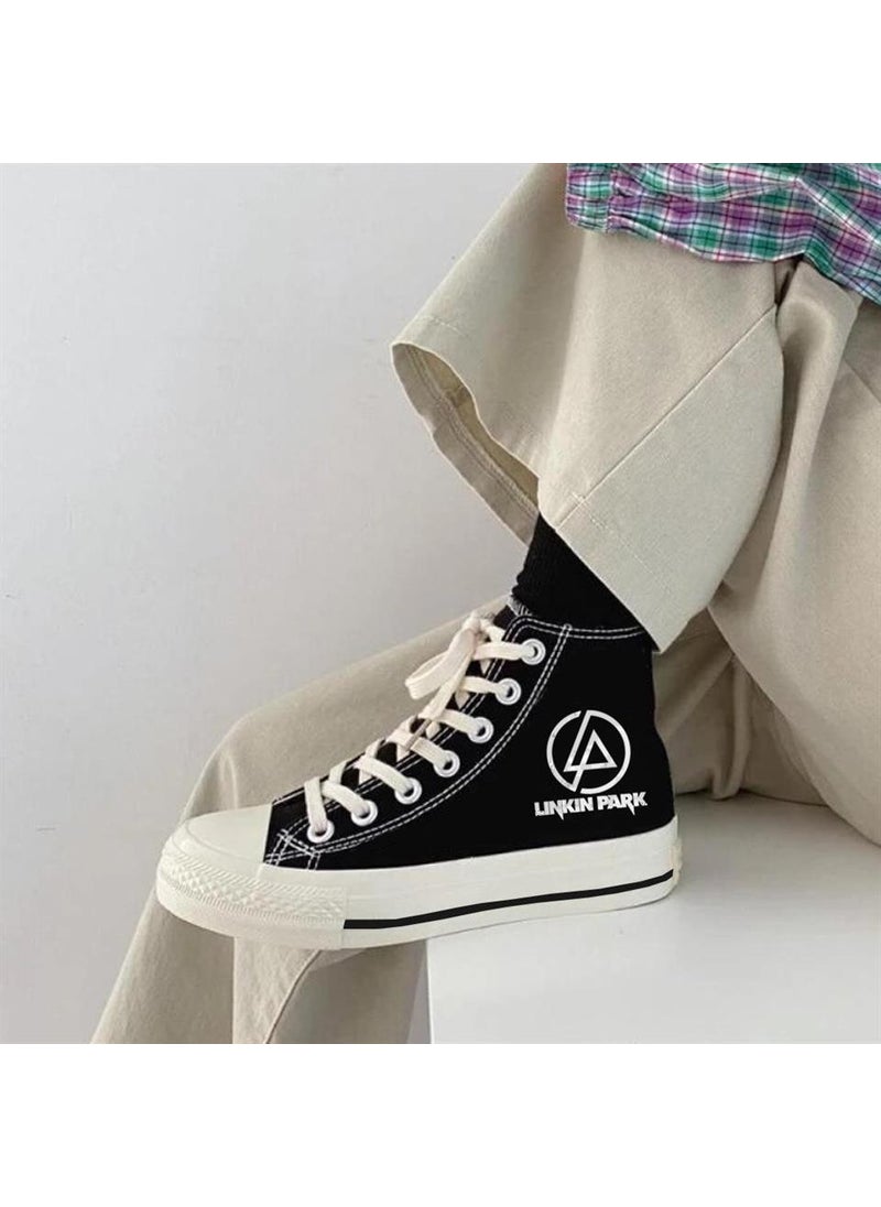 TouzModa - Touz Moda Rock Series - Linkin Park Printed Black Canvas Shoes - Image 1