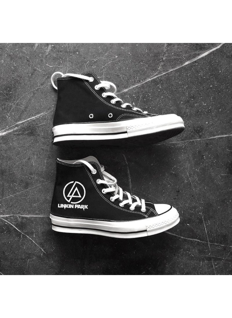 TouzModa - Touz Moda Rock Series - Linkin Park Printed Black Canvas Shoes - Image 1