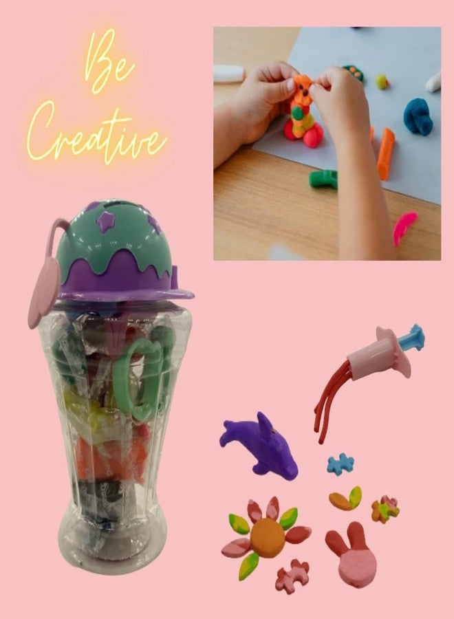 DECODAZZ 12 Packs of Colorful Clay with Piggy Bank Container and 3 Molds (Shape May Vary) DIY and Art and Craft Clay Kit for Kids Gift for Children - Image 4