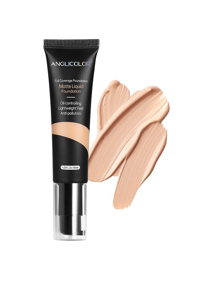 Anglicolor Matte Oil Control Concealer Foundation Flawless Soft Long Lasting Foundation Makeup,Waterproof Full Coverage Face Makeup Strong Concealer Foundation For Oily Acne Skin 103  - Image 1